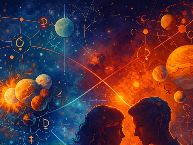 February 2026 newsletter illustration: February comes in heavy and focused. The month opens with intense concentration of planets clustered together — multiple stelliums that gath