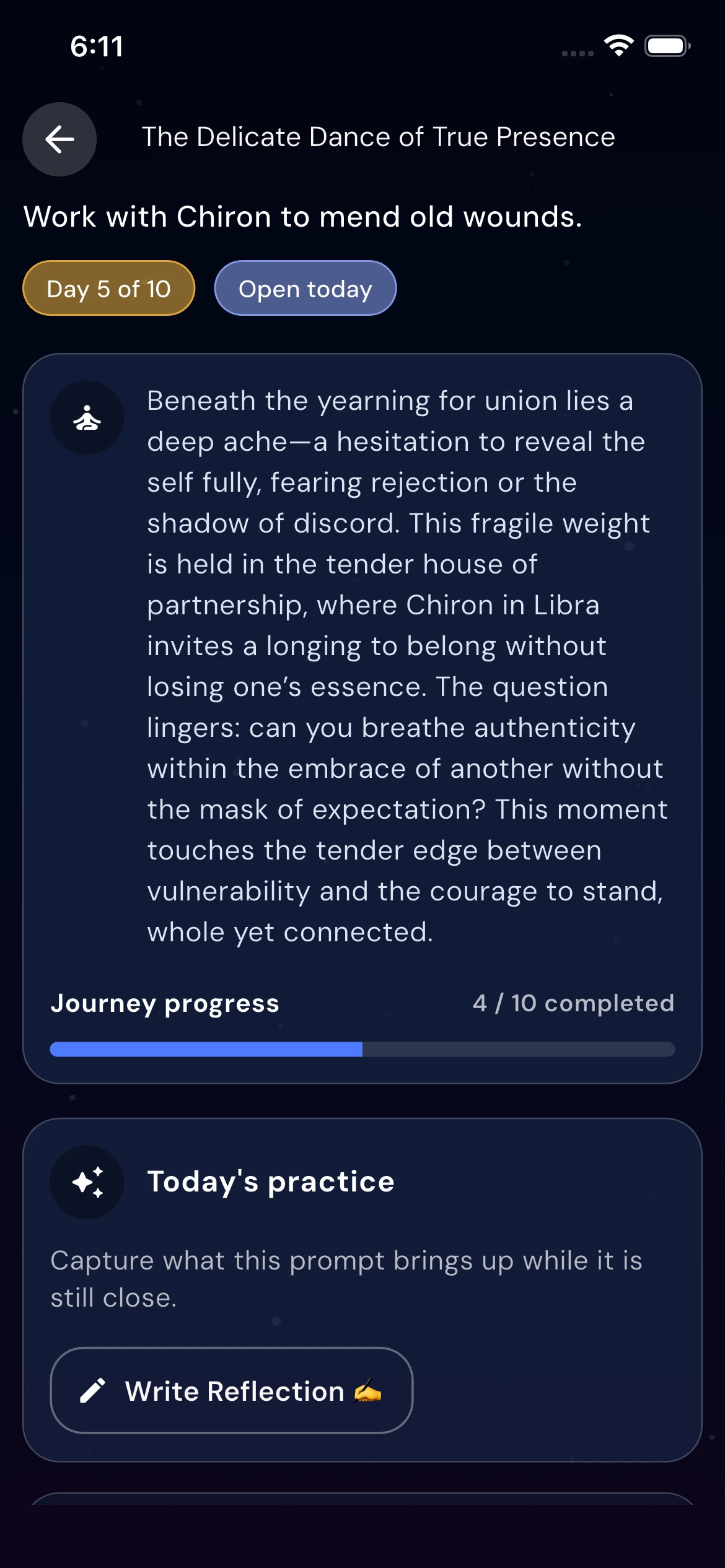 The Journey reflection feature in Astra Nora
