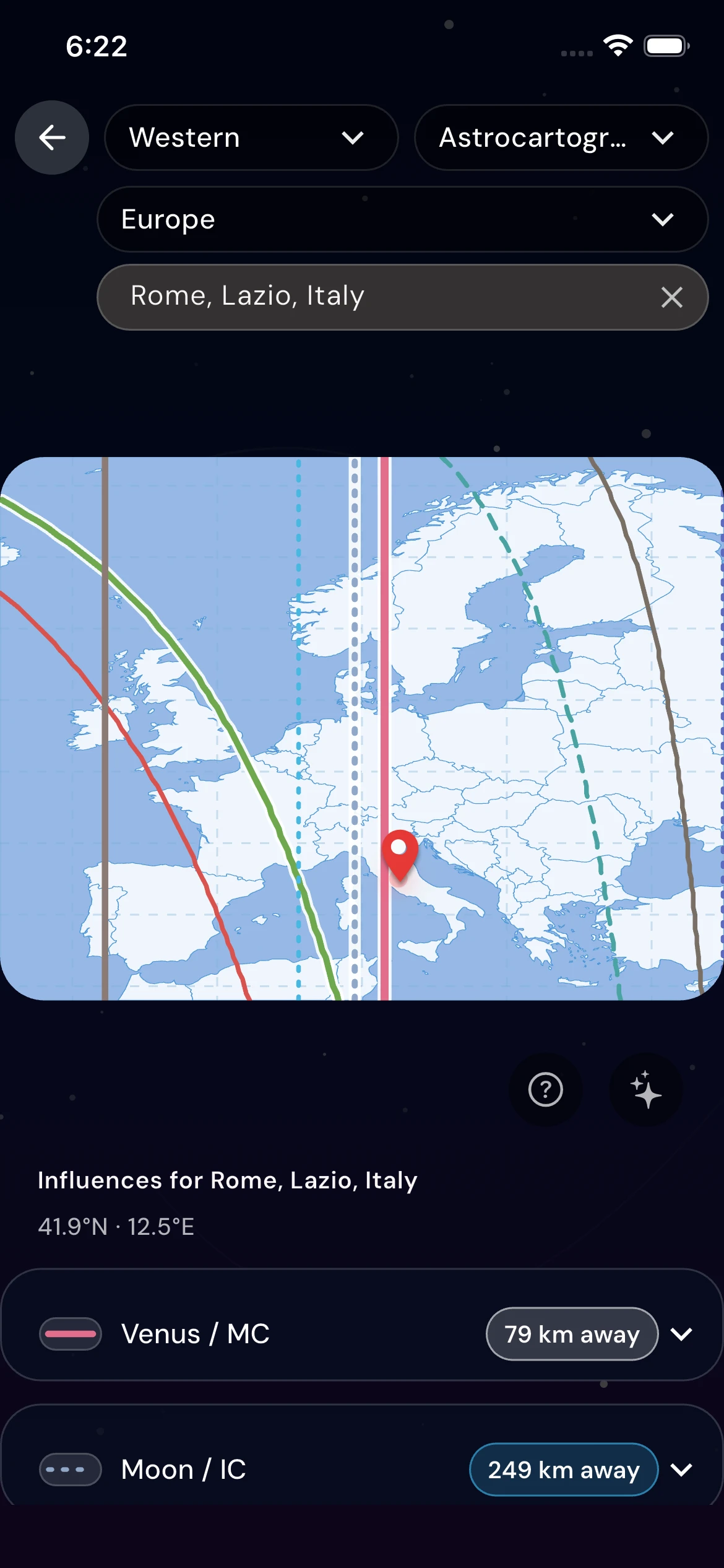 Astrocartography map feature